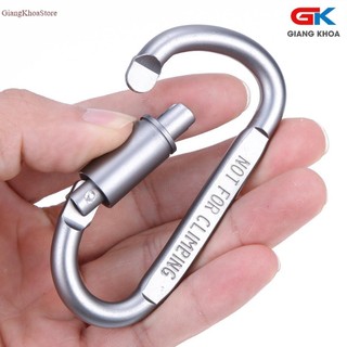 Combo 2 Móc Đa Năng Móc Khóa Nhôm Đi Phượt Carabiner Chữ D Khoá Xoay 8cm