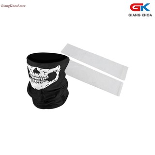 Combo Găng Tay Chống Nắng HLPT418 (Trắng) + Khăn Đa Năng (Đen)