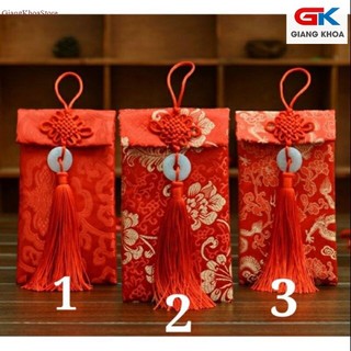 Bao Lì Xì Vải Gấm Cao Cấp Thêu Hoạ Tiết In Nổi Nhiều Mẫu