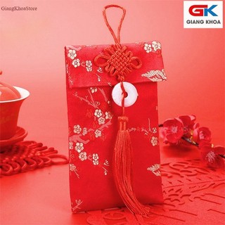 Bao lì xì vải gấm nhiều hoa văn cao cấp mẫu kiểu dọc