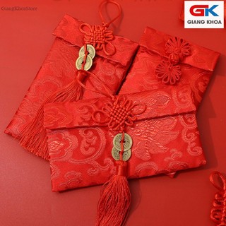 Bao Lì Xì Vải Họa Tiết Thổ Cẩm Trơn Không Họa Tiết Phong Cách Trung Hoa