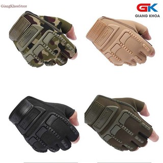 Găng tay đi xe đạp xe máy nửa ngón ngoài trời thể thao chiến thuật nam chống trượt chống mài mòn quân đội bảo vệ tay