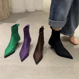 Giày boot cao gót mũi nhọn thời trang dành cho nữ