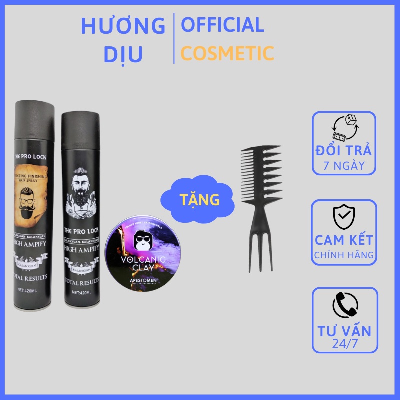 Combo gôm xịt tóc + sáp vuốt tóc volcanic