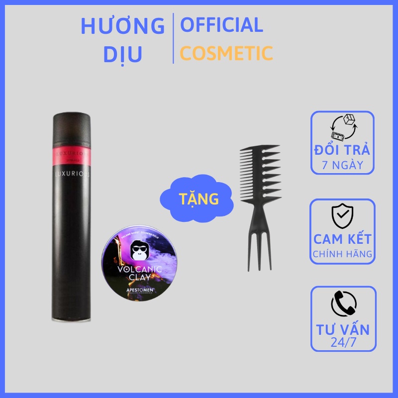 Combo gôm xịt tóc + sáp vuốt tóc volcanic