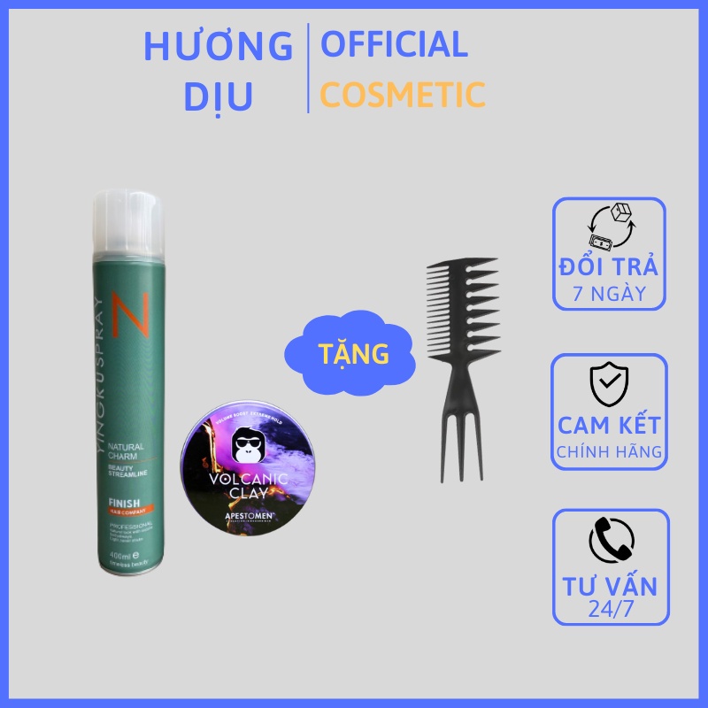 Combo gôm xịt tóc + sáp vuốt tóc volcanic