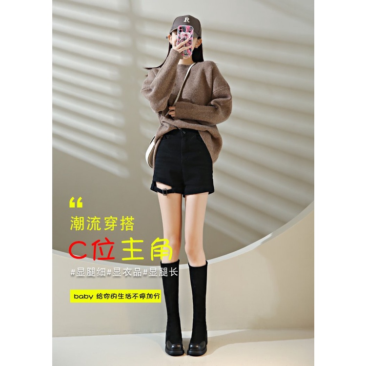 Bốt Cao Gót 6-8cm Mũi Vuông Bằng Da Lộn Thời Trang Mùa Đông Ấm Áp