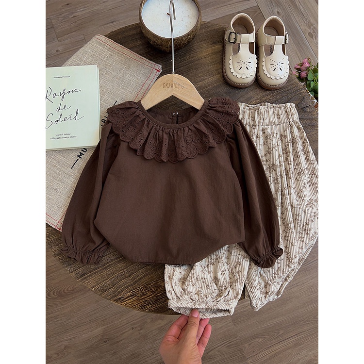 Áo Sơ Mi Cổ peter pan Phong Cách mori Mùa Thu 2023 Mới Cho Bé Gái