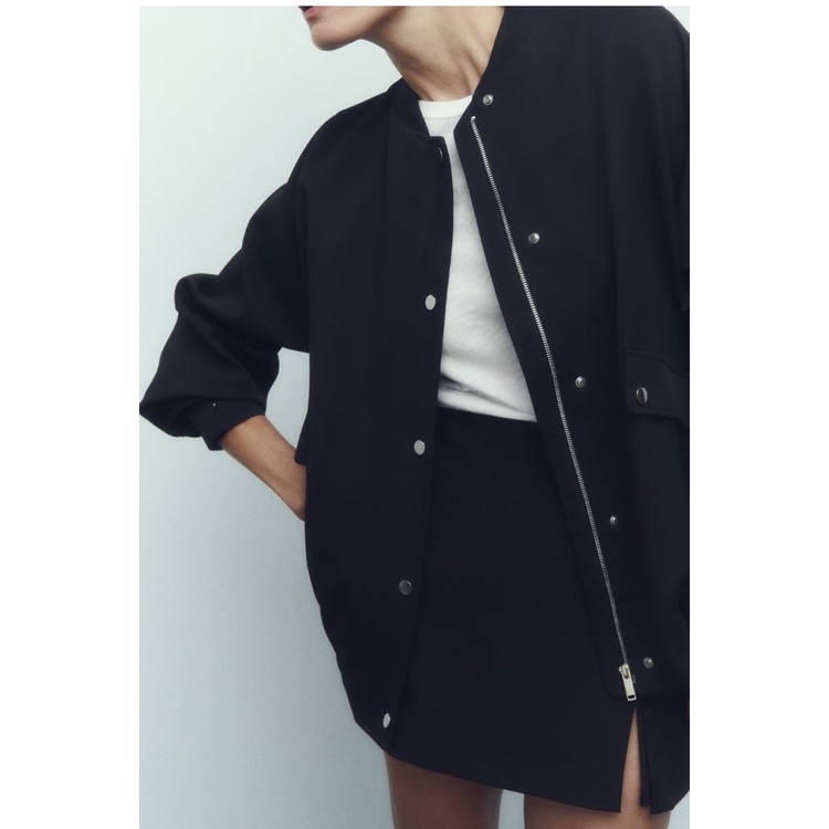 Zara Áo Khoác bomber Tay Dài Cổ Tròn Thời Trang Mùa Thu 232565929