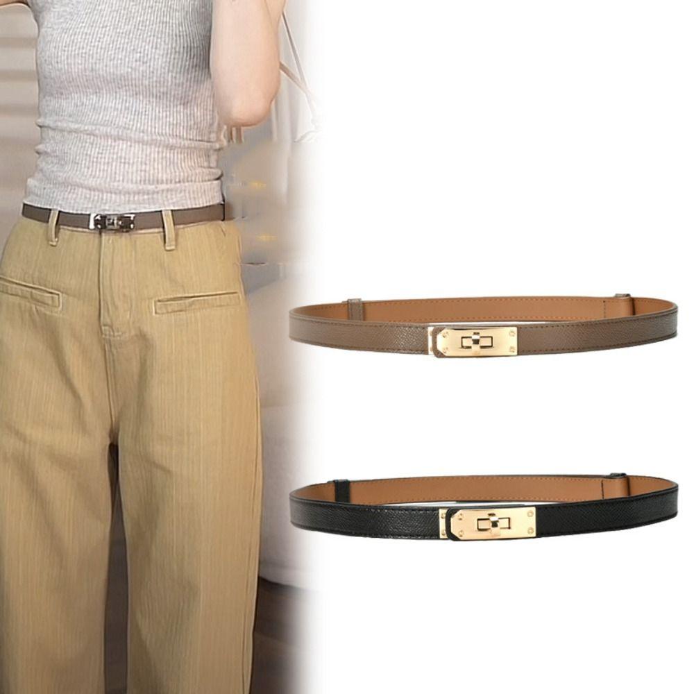 Thắt Lưng Da pu Màu Trơn Khóa Cài Phong Cách Cổ Điển Thời Trang