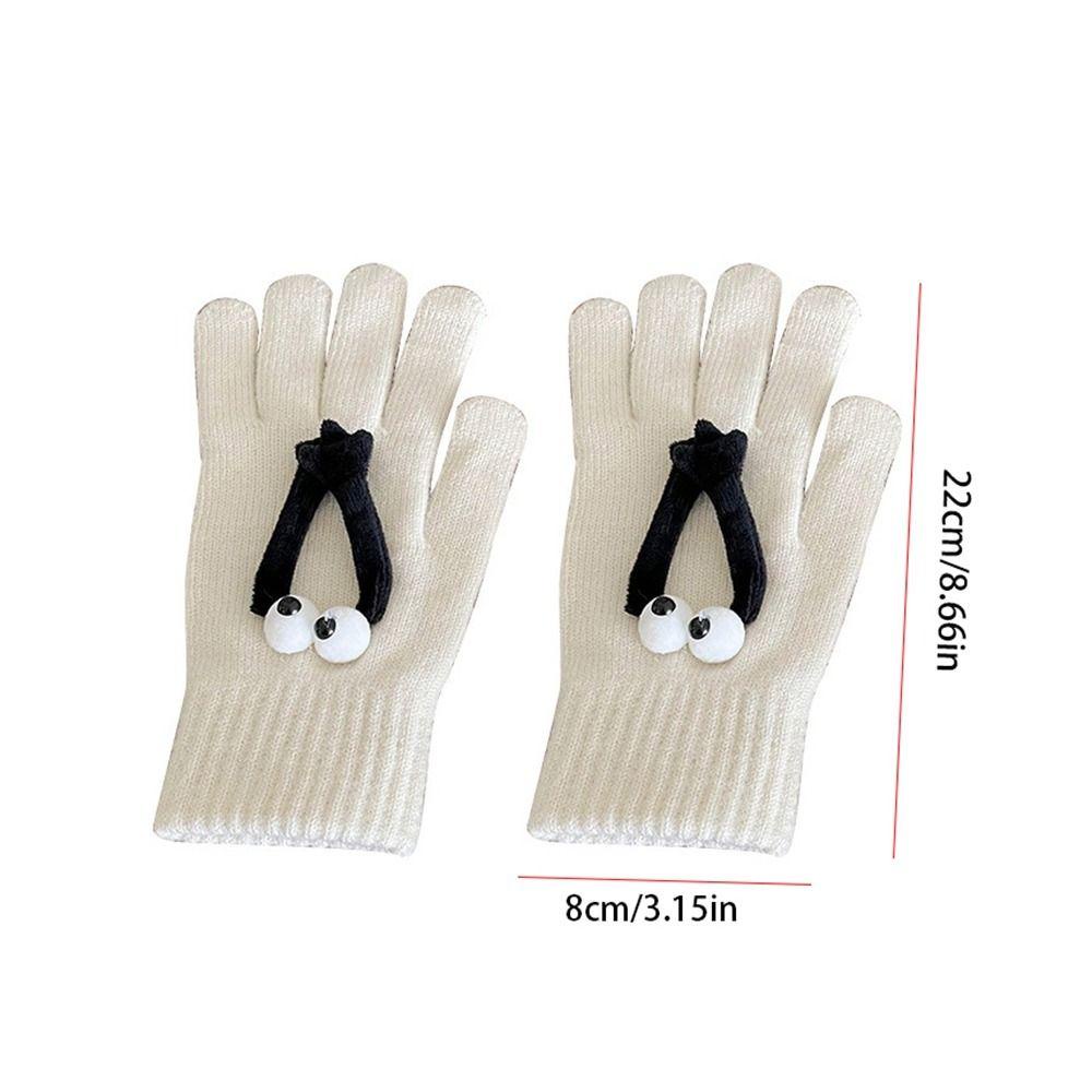 Cordellaub Găng Tay Len Dệt Kim Hình Búp Bê Đôi Mắt To Ấm Áp Đơn Giản Dùng Khi Lái Xe Cho Cặp Đôi