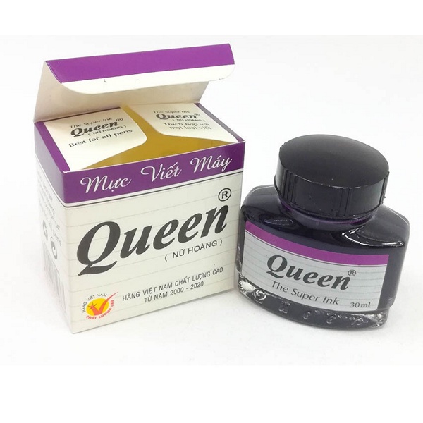 Mực viết máy Queen - Mực Queen xanh/đen/tím 30ml