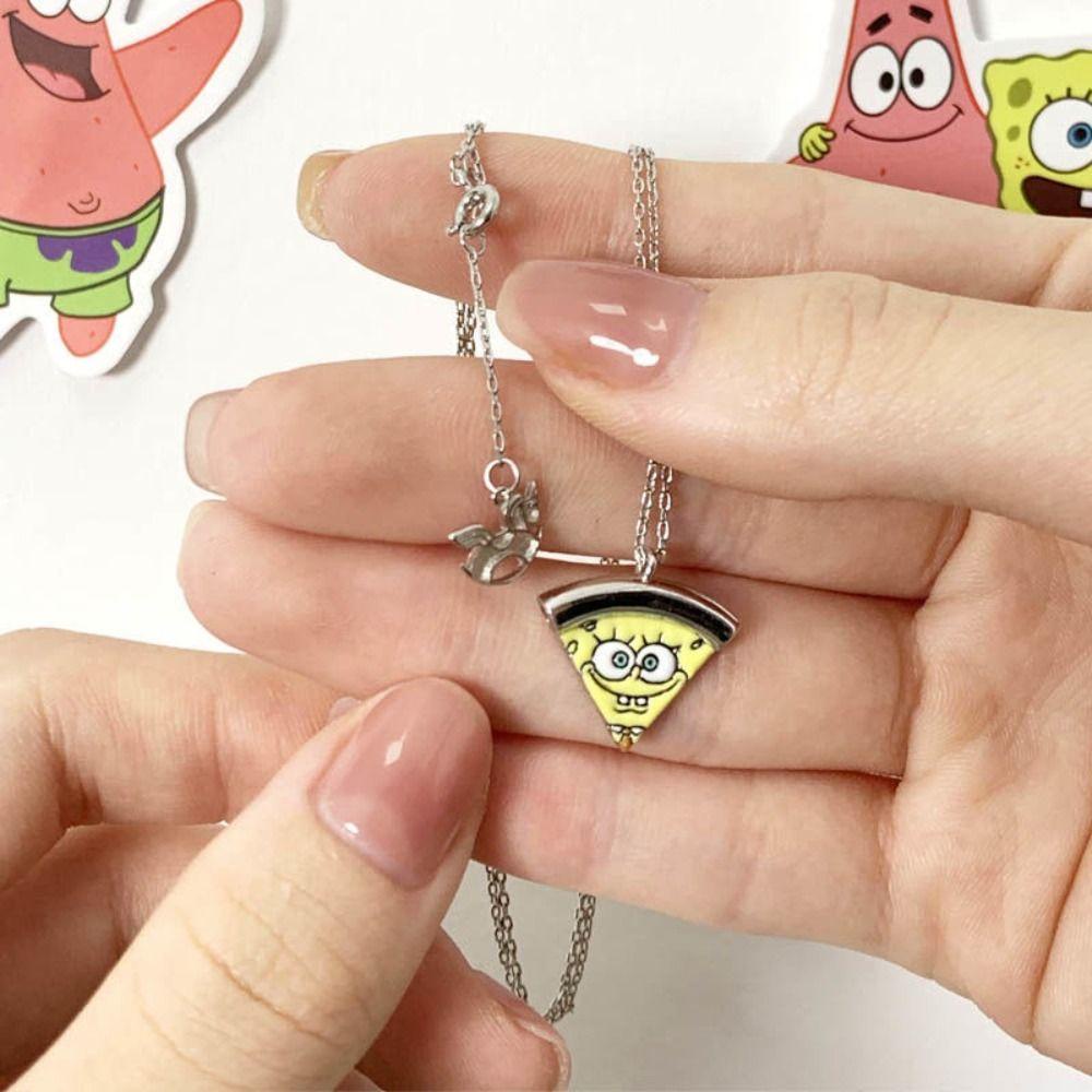 Daron1 Vòng cổ Mặt Hình pizza / Ngôi Sao / Bọt Biển / Má Hồng / captain America Hoạt Hình friendship