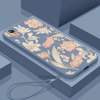 Ốp Điện Thoại tpu Dẻo Màu Hồng Họa Tiết Hoa Xinh Xắn Kèm Dây Đeo Cho oppo a37 a37f