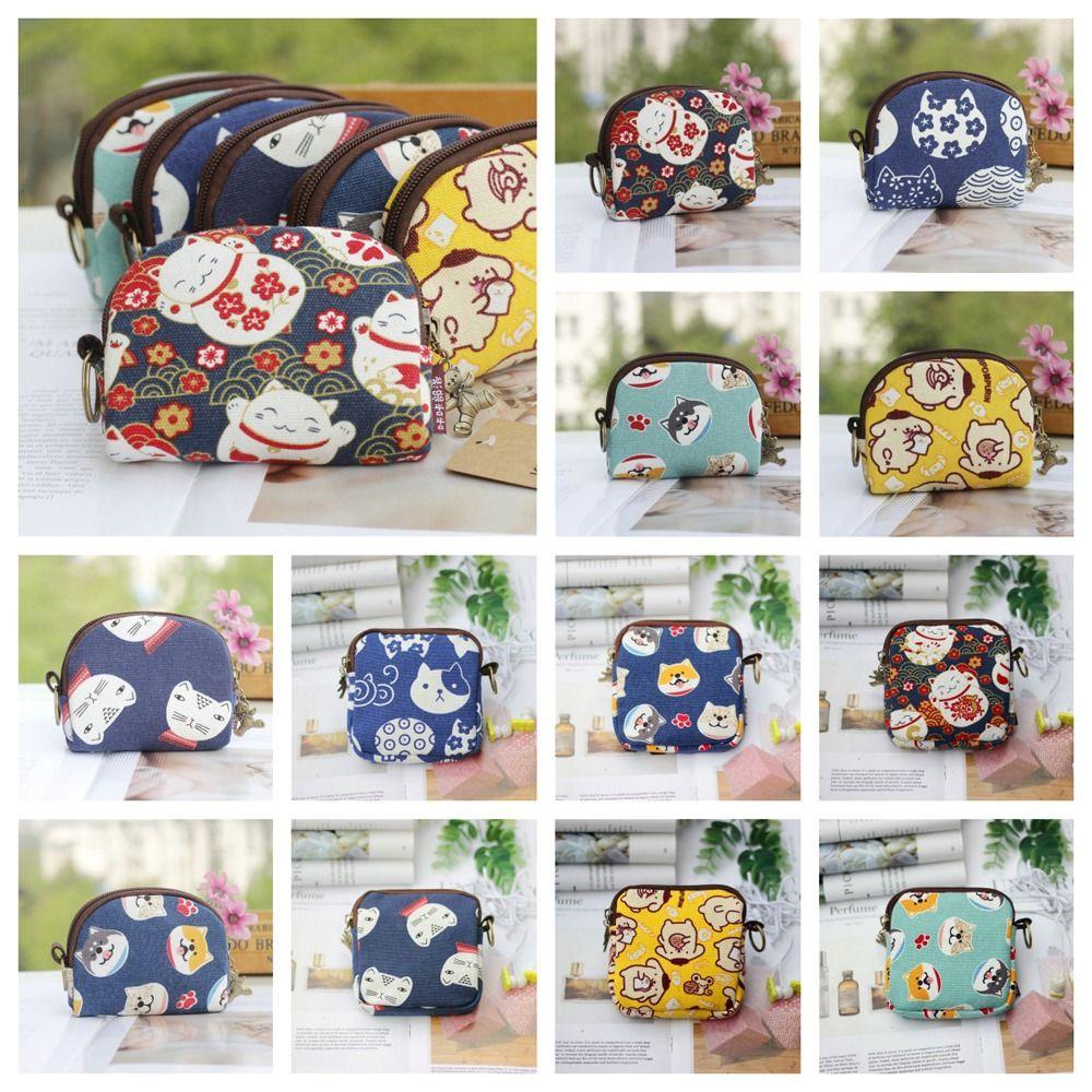 Shanhai Túi Đựng Tiền Xu Hình Mèo May Mắn / Chó Con / Chữ Cái mini Sáng Tạo