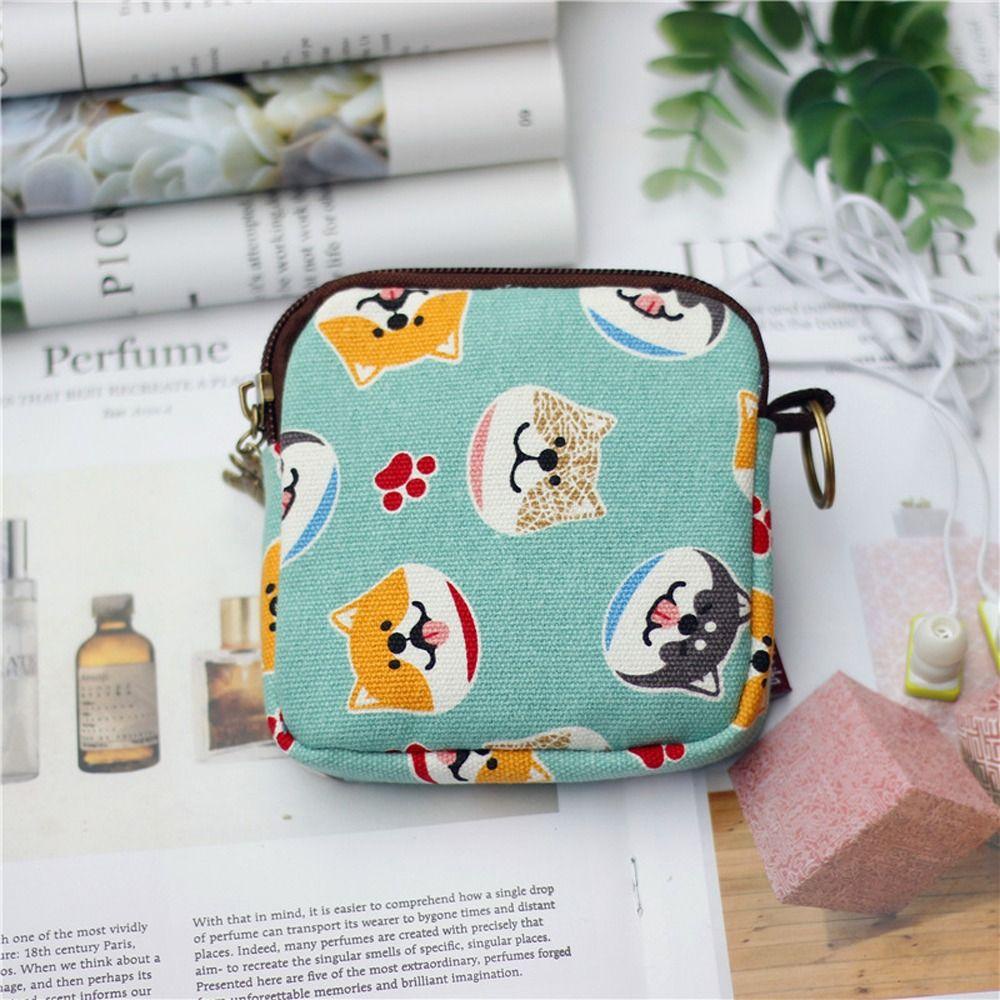 Mxmio Ví Đựng Tiền Xu / Thẻ Bằng Vải canvas Hình Mèo May Mắn / Hoa / Chữ kawaii Cho Nam / Nữ