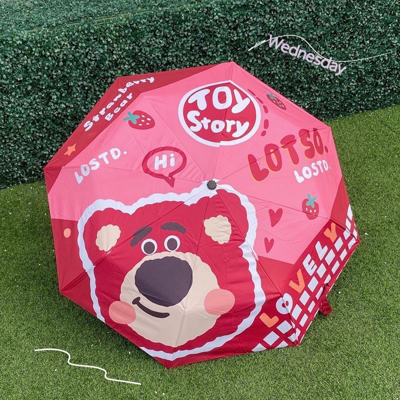 Ô Dù Gấp Che Mưa Nắng Hình Gấu Dâu