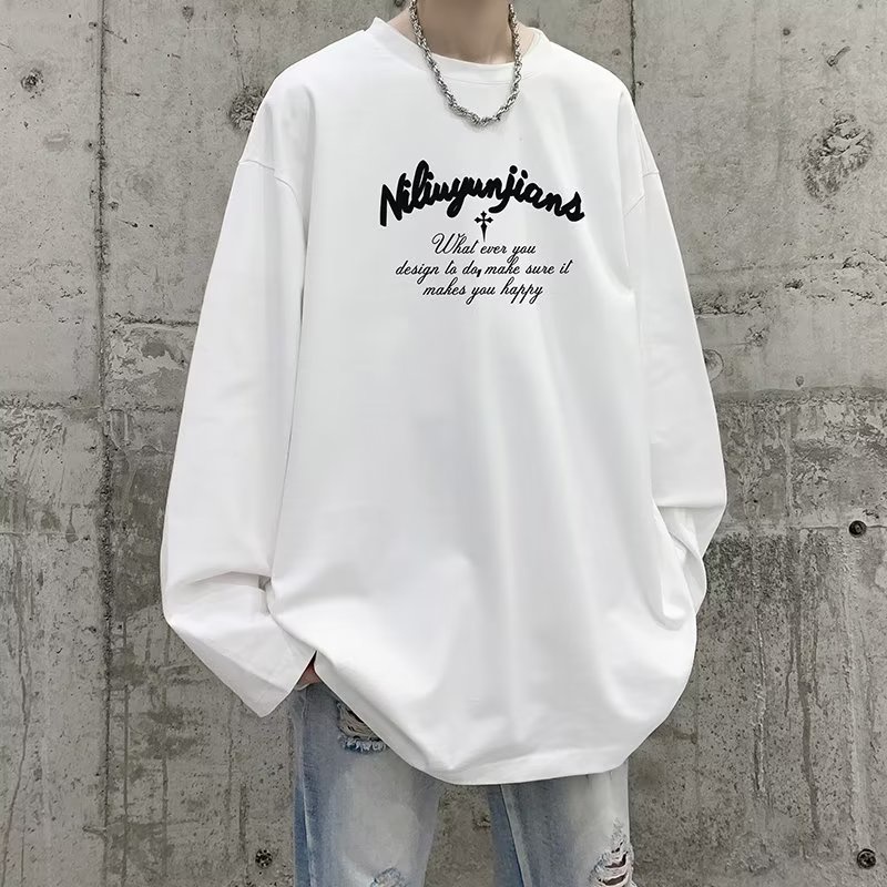 Áo sweater Tay Dài Cổ Tròn Dáng Rộng In Chữ Thập Thời Trang Cho Nam