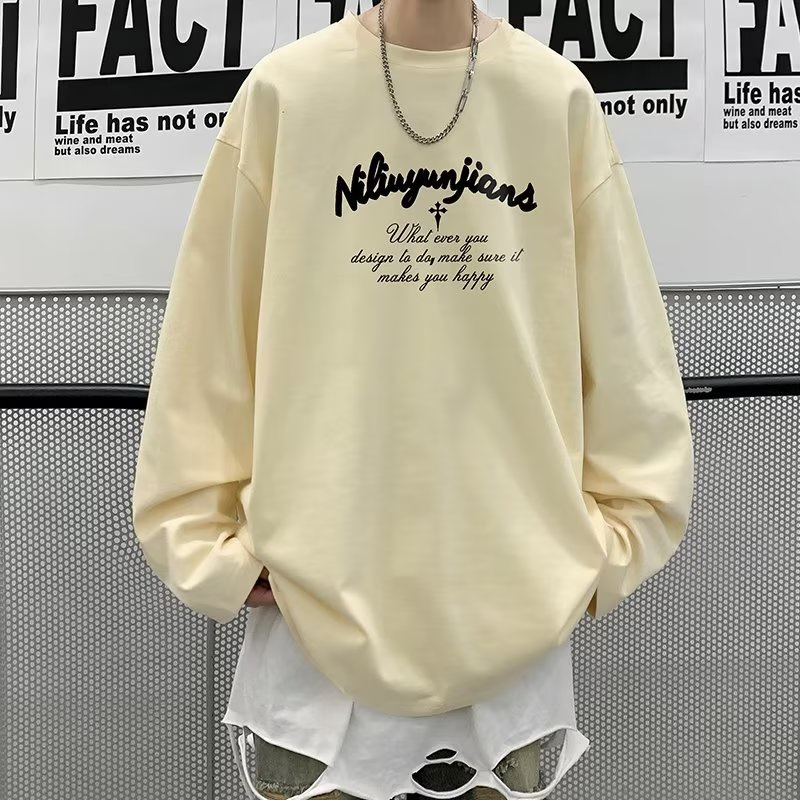 Áo sweater Tay Dài Cổ Tròn Dáng Rộng In Chữ Thập Thời Trang Cho Nam