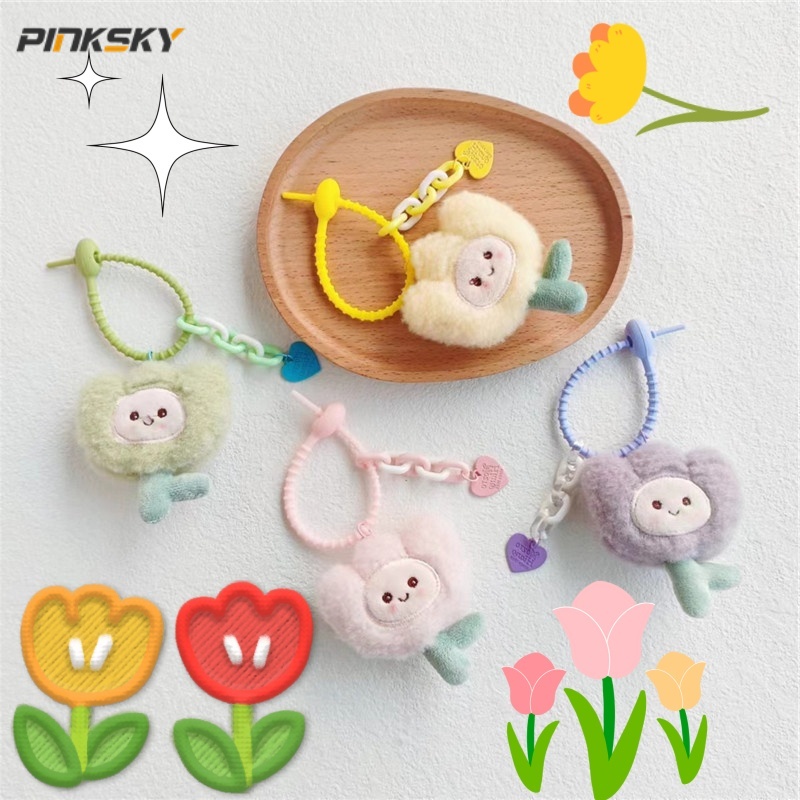 Cartoon tulip keychain sang trọng car keyring mặt dây chuyền nữ ba lô phụ kiện quà tặng