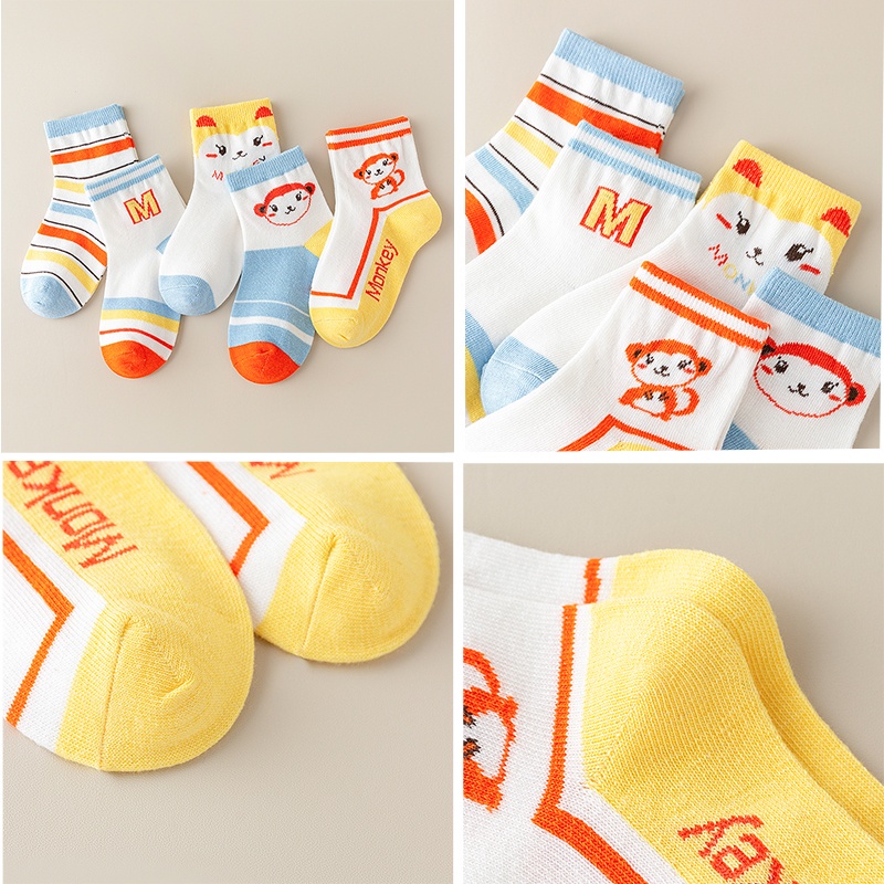 Set 5 Đôi Vớ cotton Mềm Mại Hoạ Tiết Cung Hoàng Đạo Cho Bé 1-13s