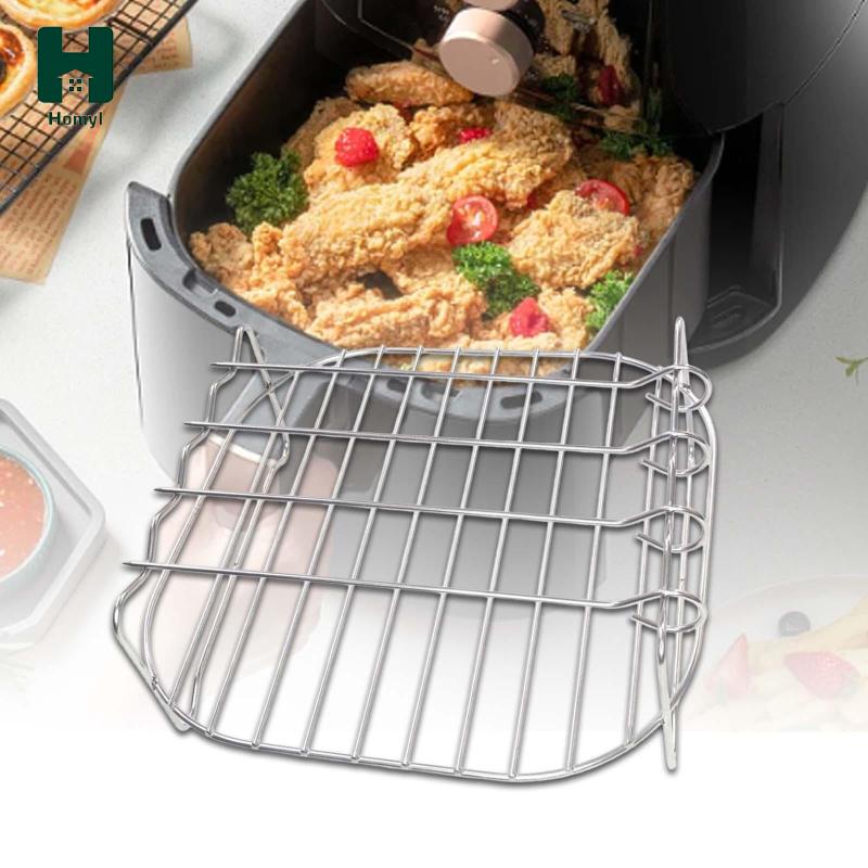 Khay nướng xiên HOMYL hai tầng thay thế cho bếp nướng BBQ/ pizza/ bánh mì/ nồi chiên không dầu