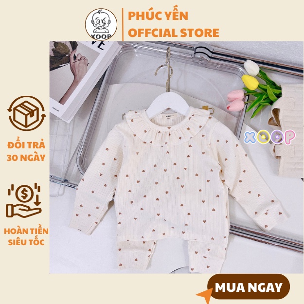 Đồ Bộ dài tay XOOP gân tăm bèo in tràn cho bé gái  XD4,Bộ thời trang Shop Phúc Yến