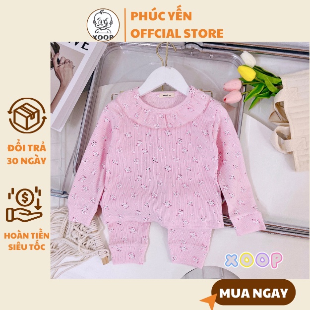 Đồ Bộ dài tay XOOP gân tăm bèo in tràn cho bé gái  XD4,Bộ thời trang Shop Phúc Yến