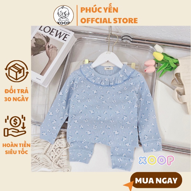 Đồ Bộ dài tay XOOP gân tăm bèo in tràn cho bé gái  XD4,Bộ thời trang Shop Phúc Yến