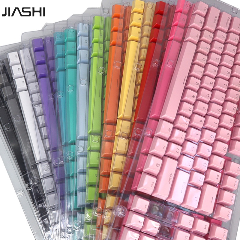 JIASHI Phím ABS xanh trắng hồng bàn phím cơ đa năng keycaps 104 phím