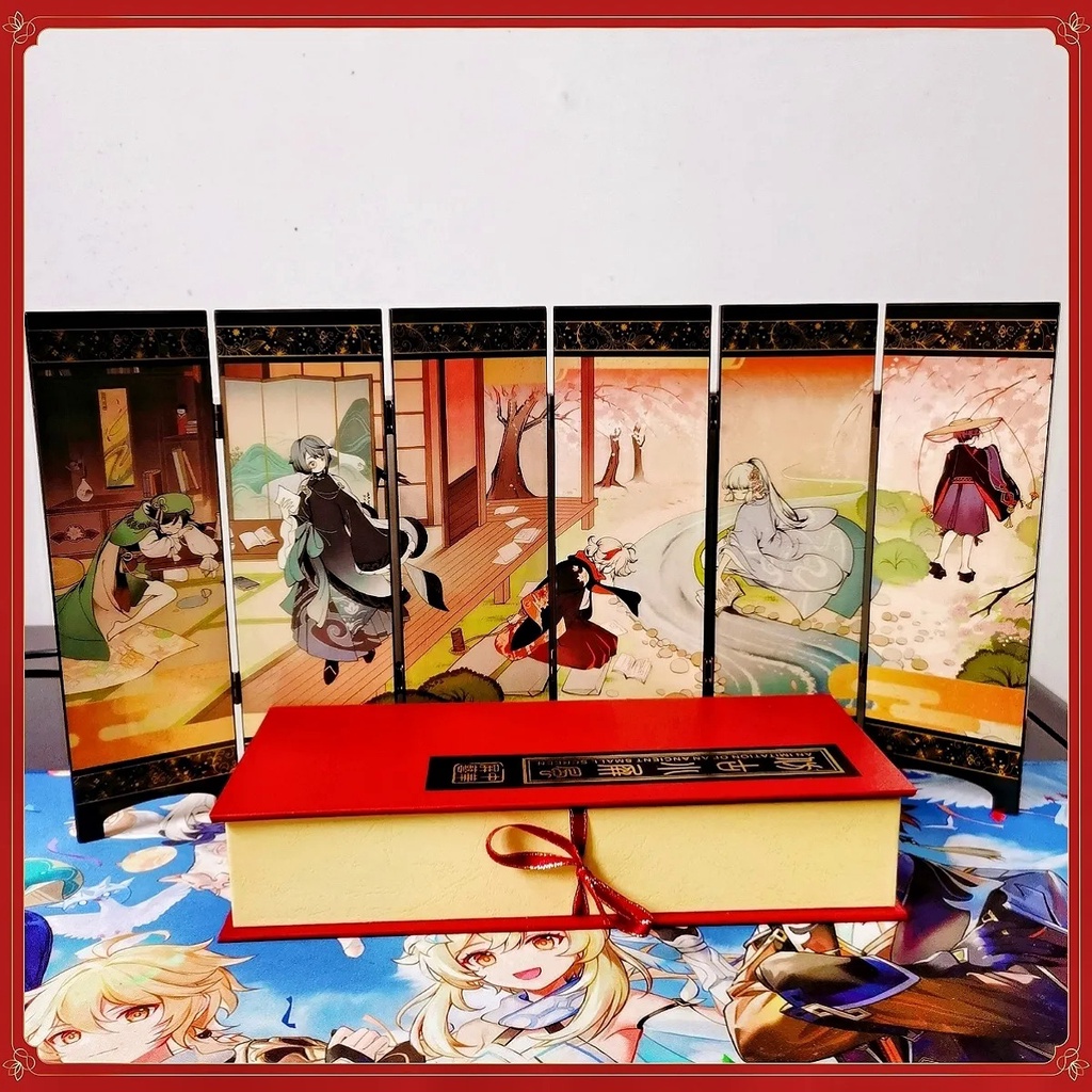 ★Genshin Impact★Năm Bản Bài Hát Cổ Tích ayaka & kazuha & Ventti & xingqiu & scaramouche Trang Trí Bàn Làm Việc Có Thể Gập Lạ