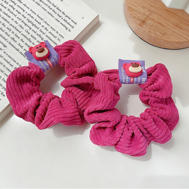 Ahellogirl Dây Buộc Tóc Cao Su Co Giãn Hình Gấu Và Dâu Tây Dễ Thương Thời Trang Thu Đông Dành Cho Nữ