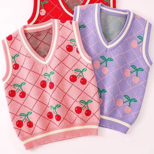 Áo sweater Dệt Kim Không Tay Thời Trang Xuân Thu Dễ Thương Xinh Xắn Cho Bé Gái