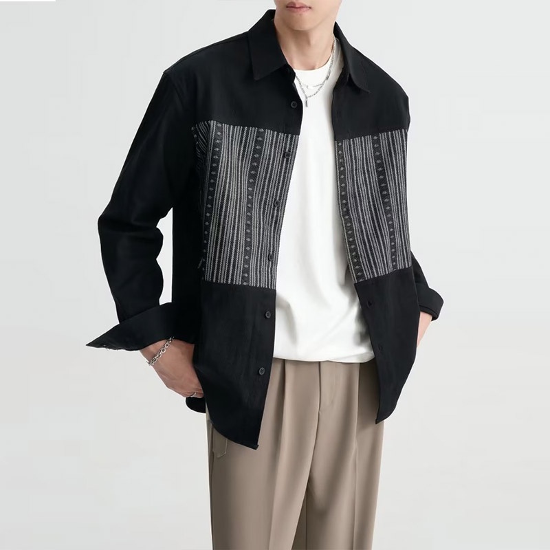 Bosyhome Áo Sơ Mi Dài Tay Họa Tiết Sọc Thời Trang Dành Cho Nam