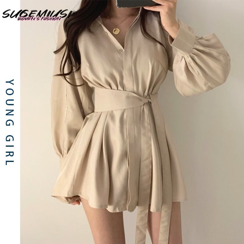Sugemiusi Set Áo Sơ Mi Dáng Ôm + Chân Váy Lưng Cao Màu Đen Thời Trang Xuân Thu Cho Nữ
