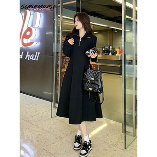 Sugemiusi Đầm Dài Tay Cổ polo Dáng Ôm Thời Trang Xuân Thu Phong Cách Châu Âu Cỡ Lớn Cho Phụ Nữ Trung Niên