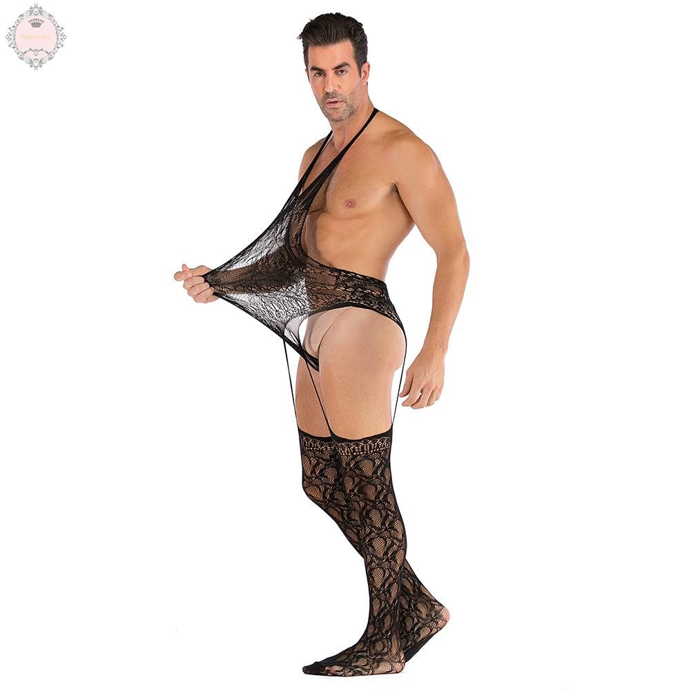 Bodysuit Breathable Leotard Men Mesh Regular Length Sexy Slight Stretch