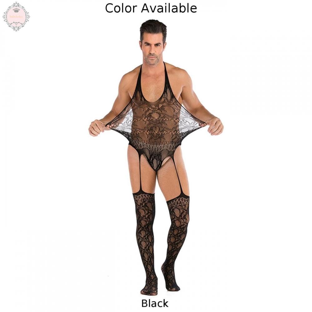 Bodysuit Breathable Leotard Men Mesh Regular Length Sexy Slight Stretch