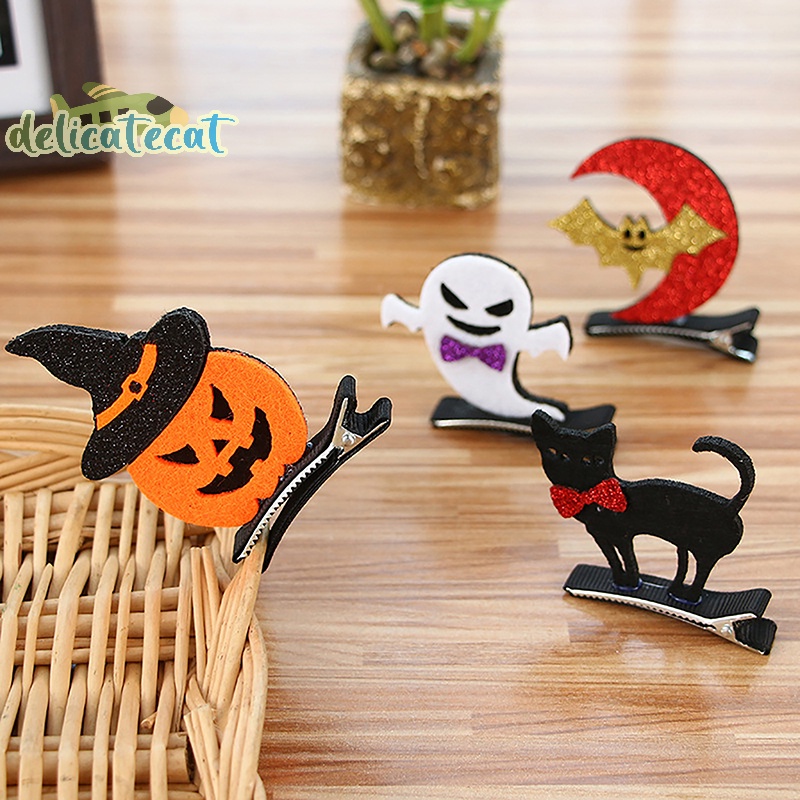Kẹp Tóc Hình Quả Bí Ngô / Mèo Đen Phong Cách halloween Độc Đáo