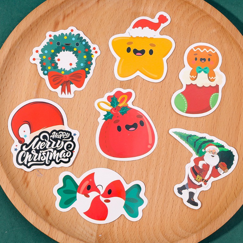Set 50 Sticker Dán Trang Trí Giáng Sinh Hình Ông Già Noel Hoạt Hình Dễ Thương