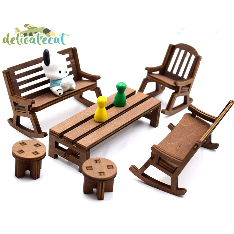 1 / 12 Nhà Búp Bê Ghế Bàn Mini Nhà Búp Bê Ghế Bập bênh Phụ Kiện Nội Thất Nhà Búp Bê Cho Trẻ Em Giả Vờ Chơi Đồ Chơi