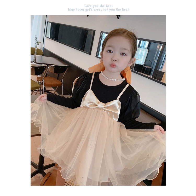 Đầm Công Chúa Thắt Nơ Phong Cách Hàn Quốc Thời Trang Mùa Xuân Mới 2023 Dành Cho Bé Gái
