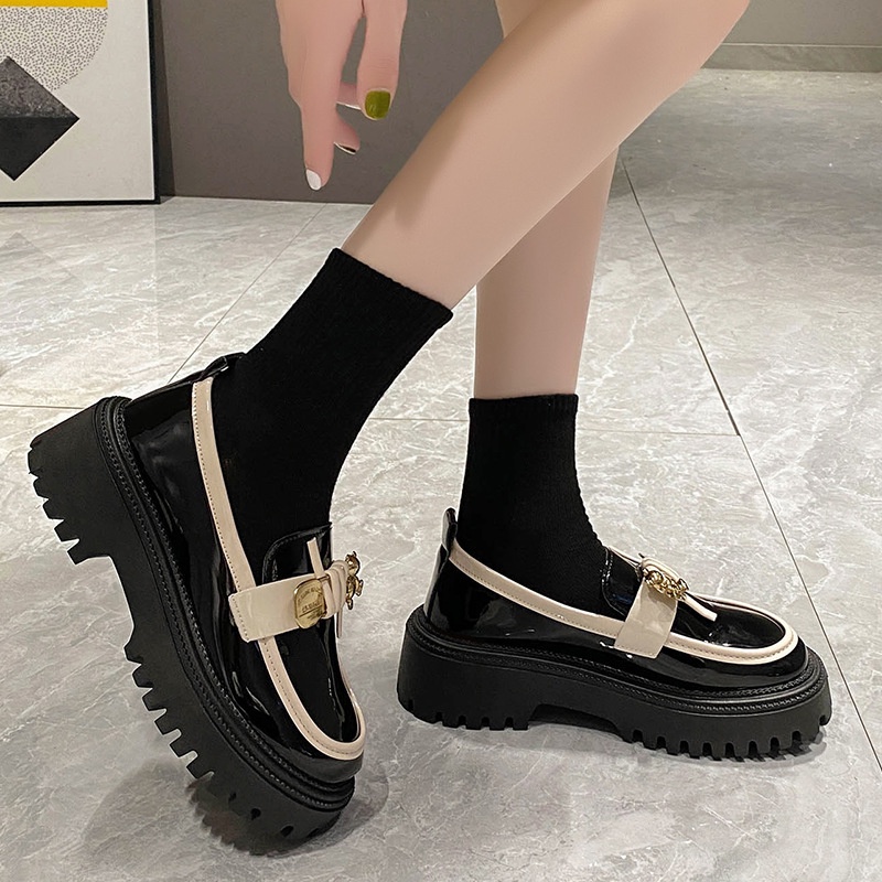 Sáu Giày Lười Da Đế Dày Thời Trang 2023 Dành Cho Nữ