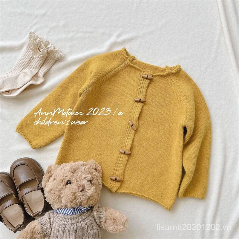 Áo cardigan Cổ Tròn Màu Trơn Phong Cách Hàn Quốc Thời Trang Xuân Thu Mới Cho Bé Gái