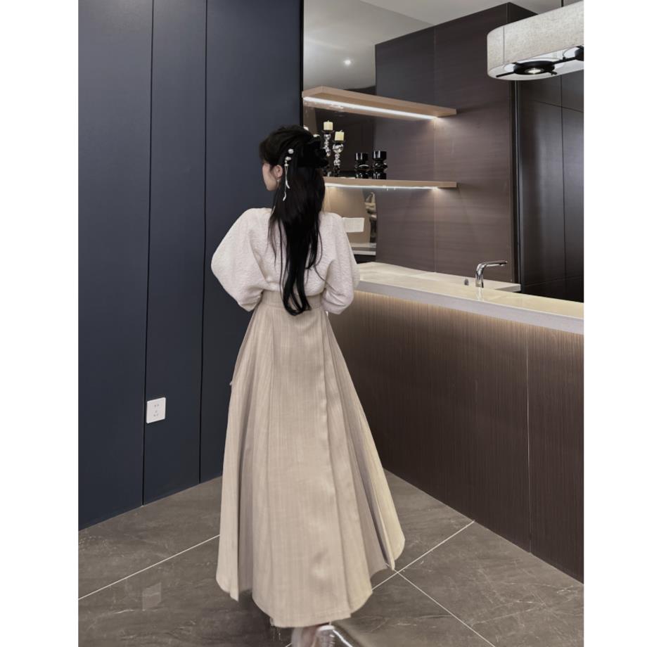 Haoge Bộ Áo + Chân Váy Hán Phục Đính Ngọc Trai Phong Cách Trung Hoa Thời Trang Mùa Hè x3tz#23916