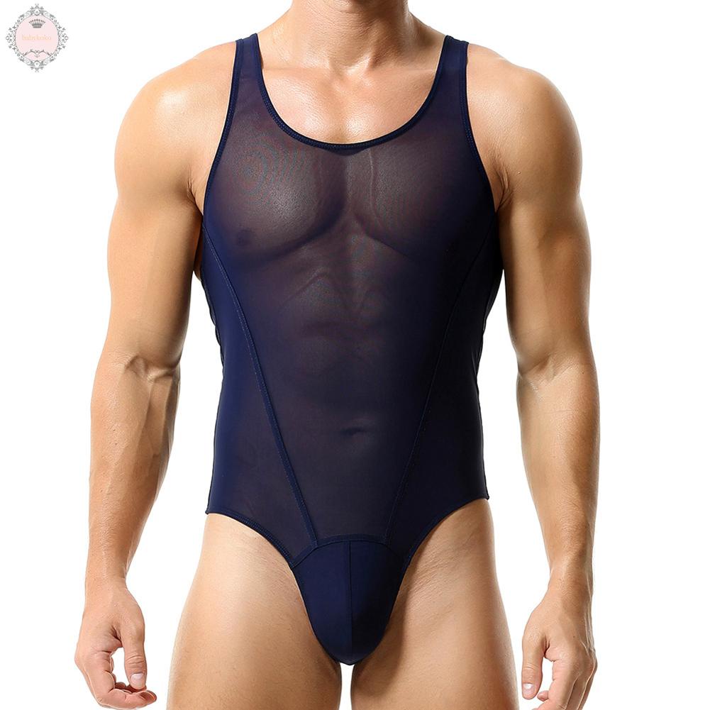 Bodysuit Vest Comfy Winter Fashion Fitness Holiday Men Mesh Sexy Sheer