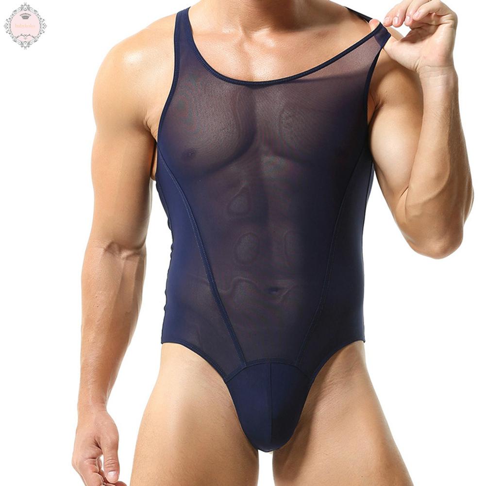 Bodysuit Vest Comfy Winter Fashion Fitness Holiday Men Mesh Sexy Sheer