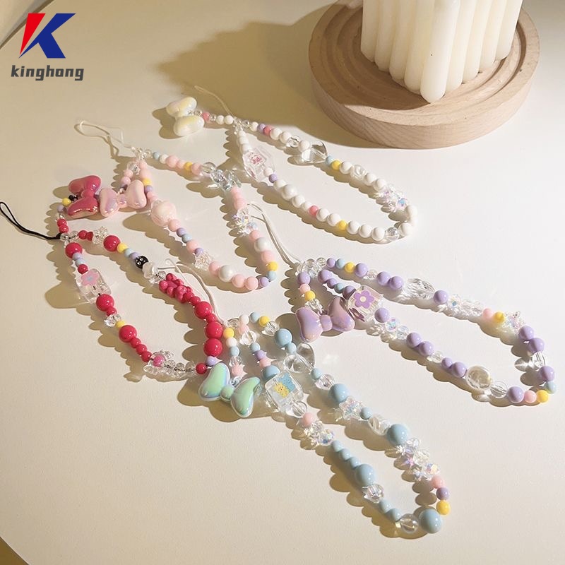Thời Trang Dây Đeo Điện Thoại Dạng Chuỗi Hạt Thắt Nơ Trái Tim Phong Cách Hoạt Hình kpop