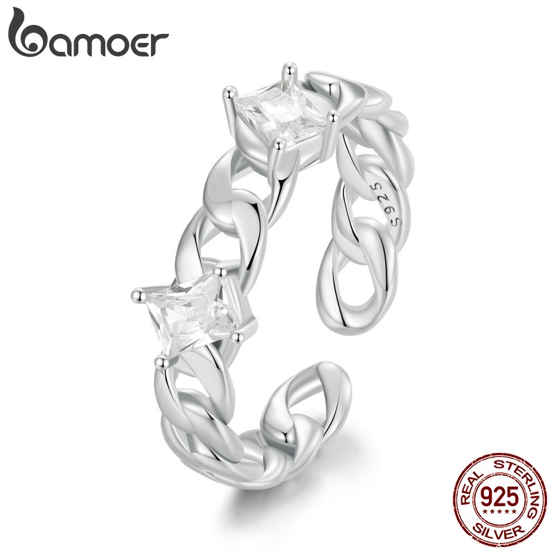 Bamoer Nhẫn Hở Bạc 925 Đính Đá zircon Sang Trọng