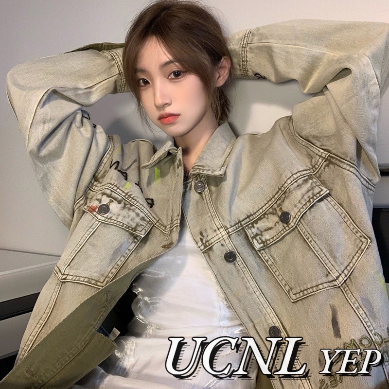 Ucnl Áo Khoác Nam In Chữ Phong Cách retro Cá Tính